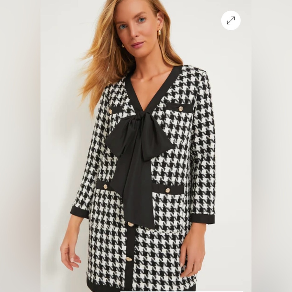 Tuckernuck Pomander Place Coco Bow Tweed Houndstooth Dress, size XL - Picture 9 of 11